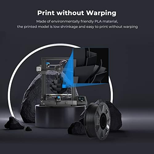 Creality PLA Filament 1.75mm, Ender PLA 3D Printer Filament No-Tangling Without Clogging Smooth Printing No Warping, Fit Most FDM 3D Printers, 1kg Spool, Accuracy +/- 0.02mm, Black