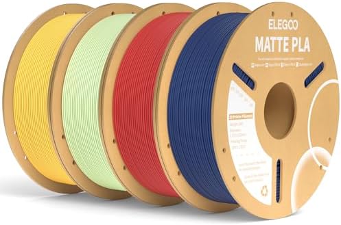 ELEGOO Matte PLA Filament Bundle 4KG, 1.75mm 3D Printer Filament Dimensional Accuracy +/- 0.02mm, 1kg Spool (2.2lbs) Fits for Most FDM 3D Printers Navy Blue/Ruby Red/Mint Green/Sunshine Yellow