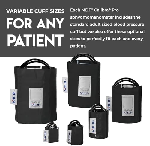 MDF Instruments, Extra Large Gauge Calibra Pro Aneroid Sphygmomanometer with Shock Guard & Adult Sized Cuff Included, Lifetime Calibration, Black Dial, Black Cuff, MDF808B11