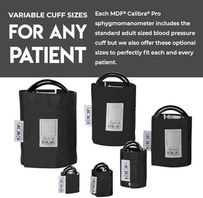 MDF Instruments, Extra Large Gauge Calibra Pro Aneroid Sphygmomanometer with Shock Guard & Adult Sized Cuff Included, Lifetime Calibration, Black Dial, Black Cuff, MDF808B11