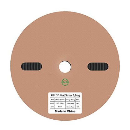 XHF 3/8 Inch(9.5mm) 82 Ft XHF 3:1 Waterproof Heat Shrink Tubing Roll 3/8" Marine Grade Adhesive Lined Heat Shrink Tube, Insulation Sealing Oil-Proof Wear-Resistant Black