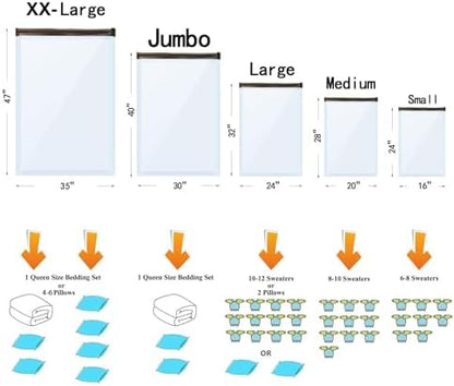 15 Pack Vacuum Storage Bags with Electric Pump (3 Jumbo, 3 Large, 3 Medium, 3 Small, 3 Roll Up), Plastic Packaging Bags,Space Saver Sealer Bag for Blankets, Comforters, Pillows, Clothes Storage