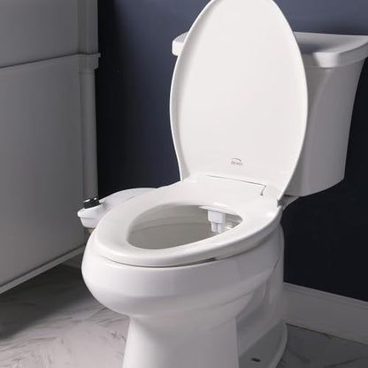 Bio Bidet SlimEdge Simple Bidet Toilet Attachment in White with Dual Nozzle, Fresh Water Spray, Non Electric, Easy to Install, Brass Inlet and Internal Valve