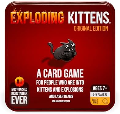 Exploding Kittens Original Edition in Collectible Tin - Fun & Hilarious Card Game for Kids and Adults, Ideal for Party Family Game Night and Party, 56 Cards Included