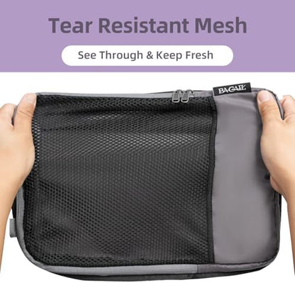 BAGAIL 4 Set/6 Set/8 Set Compression Packing Cubes Travel Accessories Expandable Packing Organizers (Half Mesh, 6-Dark Grey)