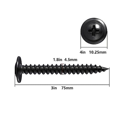 (60 pcs) Wensilon #10×3" Black Phillips Truss Head Wood Screws Quick Metal Self Tapping