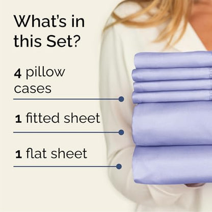Cal King 6 Piece Sheet Set - Cooling Sheets for Hot Sleepers - Hotel Luxury Bedding Set with 8-16 Inch Deep Pockets - 1 Flat & 1 Fitted & 4 Pillowcases - Soft, Easy Care and Wrinkle Free - Lavender