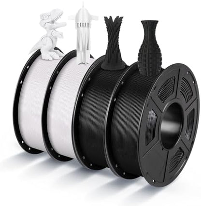 ANYCUBIC PLA 3D Printer Filament Bundle 4KG, 3D Printing PLA Filament 1.75mm Dimensional Accuracy +/- 0.02mm, 4 Pack 1KG Spool (2.2 lbs), 2 Pack of Black & 2 Pack of White