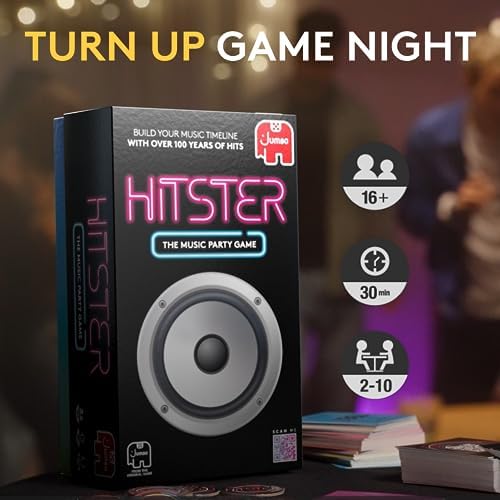 Jumbo Hitster - The Music Party Card Game, Fun Music Quiz Card Game, 2-10 Players - 300 Plus Iconic Music Hits - Great for Adult and Family Game Night