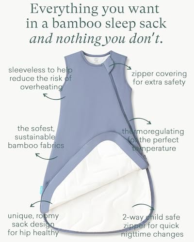 Supersoft Sleep Sack 1.0 TOG, Premium Bamboo Viscose Baby Sleeping Bag 2-Way Zipper Sleep Sack Baby Wearable Blanket