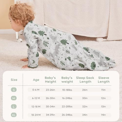 Yoofoss Baby Sleep Sack 6-12 Months Long Sleeve Wearable Blanket Baby 100% Organic Cotton 2-Way Zipper 0.5 Tog Infants Sleeping Sack, Lightweight(Medium)