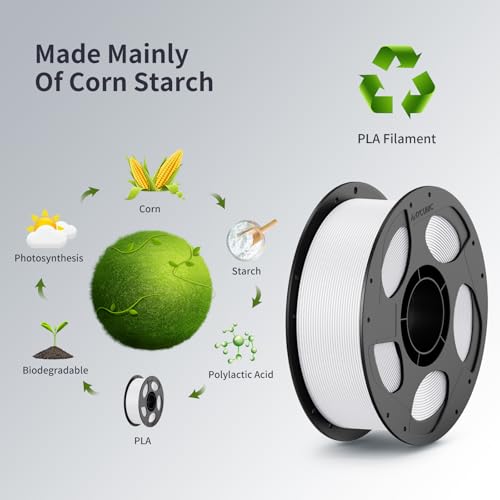 ANYCUBIC 3D Printer Filament PLA Bundle, PLA Filament 1.75mm Dimensional Accuracy +/- 0.02mm, 1KG Reusable Spool, 2KG White