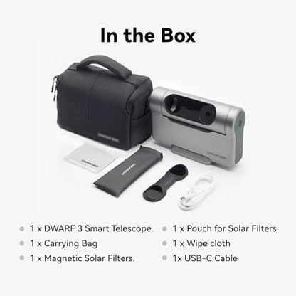 Dwarf 3 Smart Telescope - Portable, Capture Astronomy/Wildlife/Panorama, EQ Mode, Cloud Processing, 4K Auto-Tracking, Ultra-Light 3lb, Suits All Ages