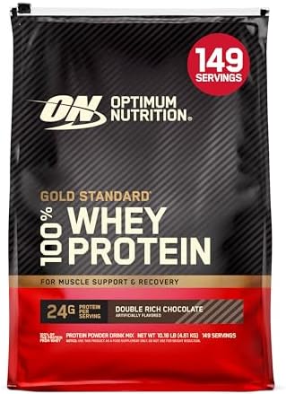 Optimum Nutrition Gold Standard 100% Whey Protein Powder, Double Rich Chocolate 10 Pound (Packaging May Vary)