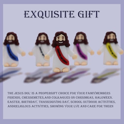 Little Jesus Figures, Mini Jesus Figurines in Bulk, Multicolor Tiny Jesus Figures, Miniature Figurines to Hide and Seek Religious Gifts for Easter Egg Stuffers (60)
