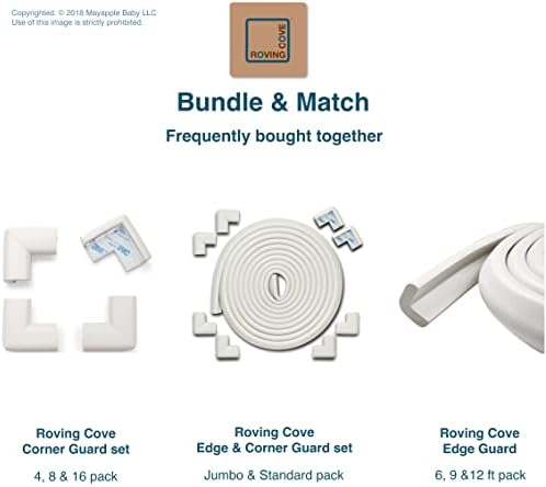 Roving Cove HeftyFit Corner Protector for Baby (16 Large Corners), Heavy-Duty Soft Rubber Foam Furniture Corner Bumper Guards, 3M Adhesive Pre-Taped, Oyster White (Off White)