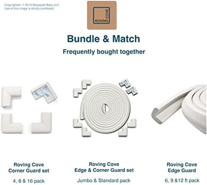 Roving Cove HeftyFit Corner Protector for Baby (16 Large Corners), Heavy-Duty Soft Rubber Foam Furniture Corner Bumper Guards, 3M Adhesive Pre-Taped, Oyster White (Off White)