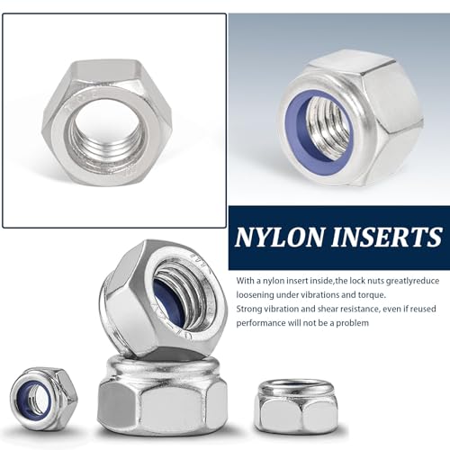 Metric Hex Nuts&Locknuts Assortment Kit(360Pcs)，M3 M4 M5 M6 M8 M10 M12 Stainless Steel Assorted Hex Nuts Sets,Bright Finish