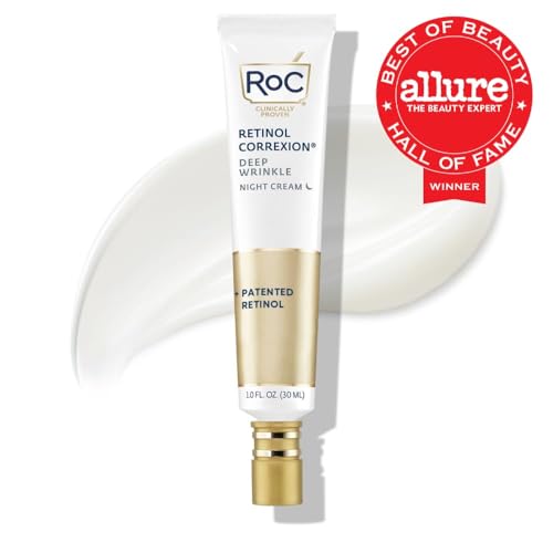 RoC Retinol Correxion Deep Wrinkle Anti-Aging Night Cream, Daily Face Moisturizer with Shea Butter, Glycolic Acid and Squalane, Skin Care Treatment, 1 Ounces (Packaging May Vary)