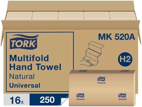 Tork Paper Hand Towel Roll Natural H21 (6 Rolls) and Tork Multifold Hand Towel Natural H2 (16 Packs)