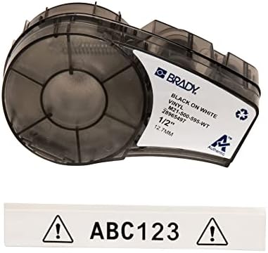 Brady Authentic (M21-500-595-WT) All-Weather Vinyl Label for Indoor/Outdoor ID, Lab and Equipment Labeling, Black on White- For M210, M210-LAB, M211, BMP21-PLUS and BMP21-LAB Printers, .5" W 21' L