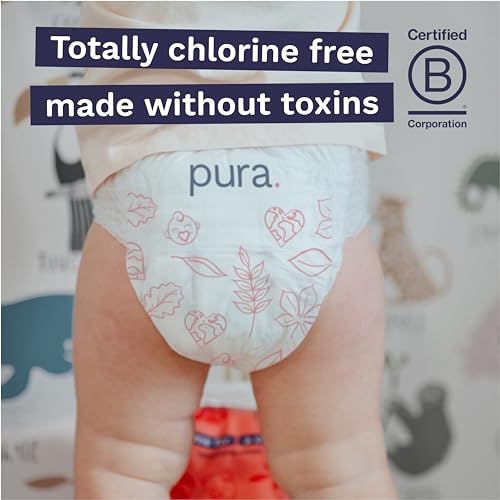 Pura Hypoallergenic Diaper Pants Size 5 (27-38 lbs) Overnight, up to 12 Hours Leak Protection, Suitable for Sensitive Skin, Totally Chlorine Free, Soft Organic Cotton, 3 packs of 19 (57 Pull Up Pants)