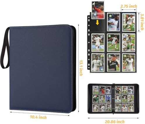 9 Pocket Card Binder, Premium Zip Trading Card Binder, 720 Double Sided Pocket PU Card Collection Binder, Collector Card Album, Card Folder for MTG, TCG, Sports Cards, Game Cards (DARK BLUE)