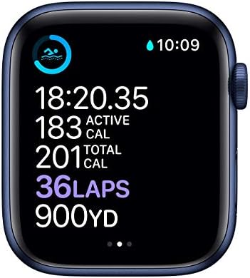Apple Watch Series 6 (GPS, 44mm) - Blue Aluminum Case with Deep Navy Sport Band (Renewed)