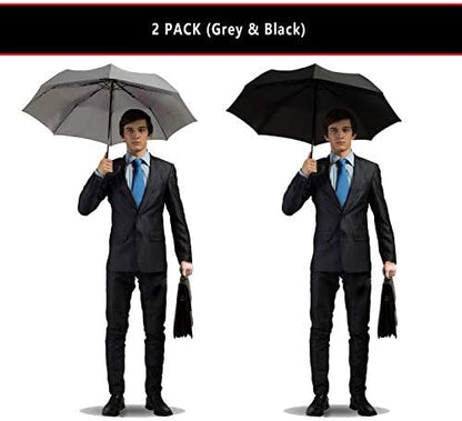 SIEPASA Two Packs Auto Open & Close Small Travel Umbrella Compact for Backpack-Umbrellas for Rain, Windproof Lightweight Strong Mini Portable Umbrellas for Men and Women.& Black, 2 Pack