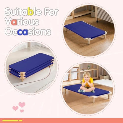 10 Pcs Cot Sheets for Daycare, 23"" X 51"", Blue Daycare Cot Size Sheet with Corner Elastic Loops for Child Boys Girls, Daycare Essentials for Toddler and Preschool, Breathable Microfiber