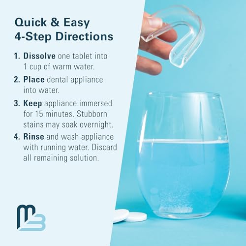 Retainer and Denture Cleansers 240 Tablets Removes Bad Odors Discoloration Stains Plaque for Cleaning Invisalign Mouth Guard Night Guard and Removable Dental Appliances by M3 Naturals