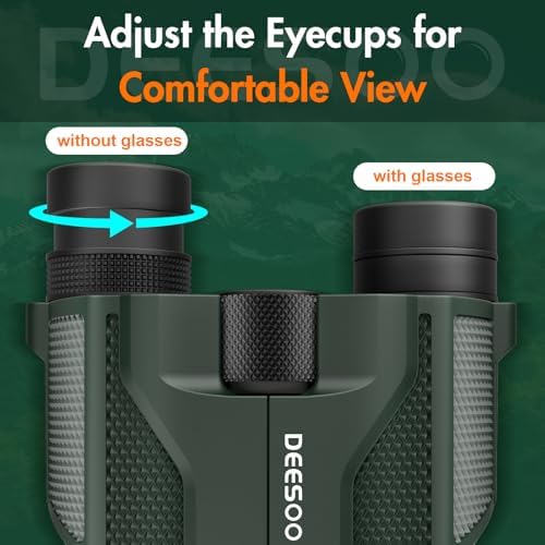 Compact Binoculars for Adults and Kids - Deesoo 20x25 Mini Lightweight High Powered Binocular for Bird Watching - Easy Focus Small Pocket Binoculars for Travel Concert Hunting Hiking