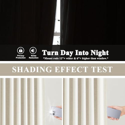 Vision Home Natural Pinch Pleated Full Blackout Curtains Linen Blended Room Darkening Window Curtains 90 inch for Living Room Bedroom Thermal Insulated Pinch Pleat Drapes with Hooks 2 Panel 40"Wx90"L