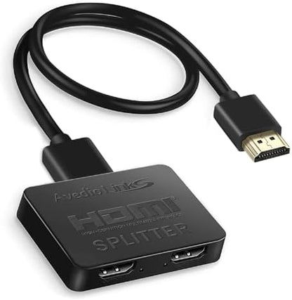 avedio links HDMI Splitter 1 in 2 Out [w/ 4 Ft Hdmi Cable]Not for Extended Display-Mirror Same Screen Only, 4K 1x2 HDMI Splitter 1 to 2 for 3D 1080P@60Hz, Copy 1 Source to 2 Displays at The Same Time