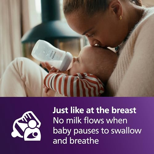 Philips Avent Natural Baby Bottles with Natural Response Nipples (Medium Flow, Flow 3), 9oz, 2-Pack, SCY903/02