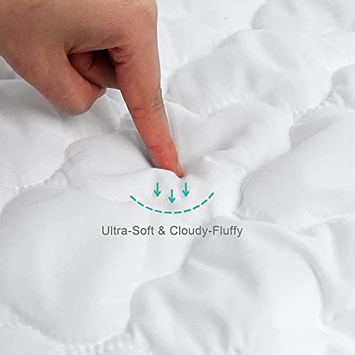 Mini Crib Mattress Protector Sheets Fitted Waterproof Mini Crib Mattress Pad Cover, Noiseless & Machine Wash 100% Absorbent Mattress Protector Sheet Quilted, White, 38" x 24"