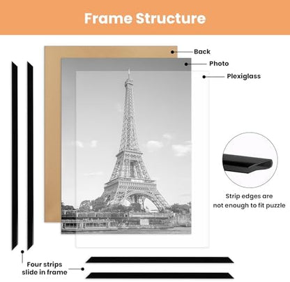 upsimples 12x16 Picture Frame Black 3 Pack, Scratch-Proof Poster Frames 12 x 16 for Photo Gallery - Slide-In Strips, Horizontal or Vertical Wall Mounting