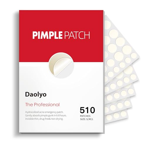 Pimple Patches for Face, 3 Size 510 Counts Hydrocolloid Acne Patches for Covering Zits and Blemishes, Spot Stickers with Salicylic Acid, Tea Tree Oil & Calendula Oil(8mm,10mm,12mm)