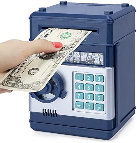 Refasy Piggy Bank Cash Coin Can ATM Bank Electronic Coin Money Bank for Kids Age 3-12, Money Savings Box Mini ATM Coin Bank Toys Gifts for 3 4 5 6 7 8 9 10 11 12 Year Old Boys Girls