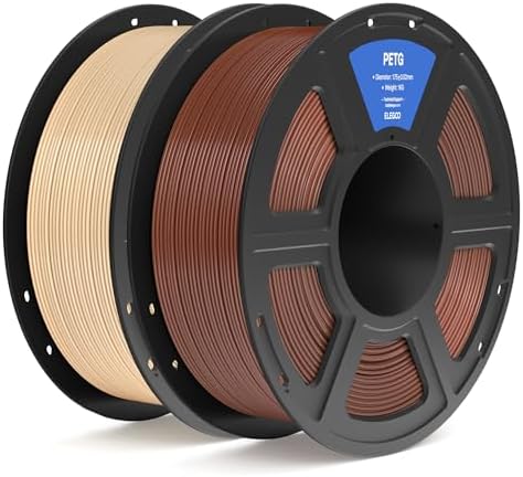 ELEGOO PETG Filament 1.75mm Brown & Beige 2KG, 3D Printer Filament Dimensional Accuracy +/- 0.02 mm, 2pcs 1kg Spool(2.2lbs) Fits for Most FDM 3D Printers