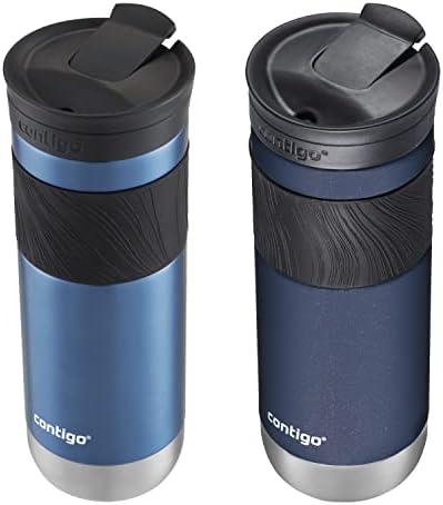 Contigo SNAPSEAL Insulated Stainless Steel Travel Mug with Grip 20oz. Blue Corn Transparent Satin & Midnight Berry