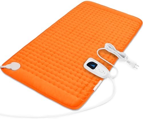Heating Pad-Electric Heating Pads for Back,Neck,Abdomen,Moist Heated Pad for Shoulder,Knee,Hot Pad for Arms and Legs,Dry&Moist Heat & Auto Shut Off(Orange, 33''×17'')