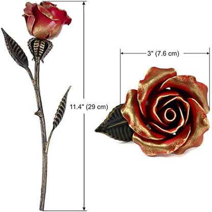 Hand Forged Wrought Iron Rose - Romantic Metal Gift of Everlasting Love - 6th Year Wedding Anniversary Surprise for Her