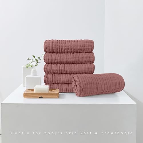 Muslin Burp Cloths 100% Cotton Large 20''x10'' Extra Soft and Absorbent Baby Wash Cloths Spit Up Rags - Baby Burping Cloth for Boys Girls Items(12 Pack Bean Paste)