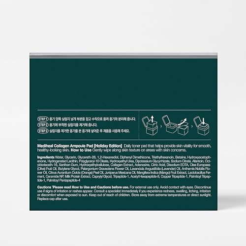 Mediheal Holiday Edition Collagen Ampoule Pad –Skin Firming & Restore Elasticity - Tighten Wrinkles & Lines - Vegan Eco Silk Pads,100 Pads,Christmas Gift