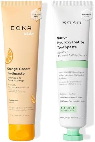 Boka Fluoride Free Toothpaste Nano Hydroxyapatite Toothpaste - Ela Mint, Orange Cream Flavor, 4 oz 2Pk US Manufactured