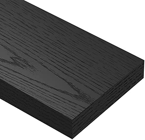 QEEIG Black Bathroom Floating Shelves for Wall Shelf Over Toilet Wall Mounted Farmhouse Small 16 inch Set of 2 (008-40B)