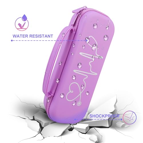 BOVKE Stethoscope Case for 3M Littmann Classic III, Lightweight II S.E, MDF Acoustica Deluxe Stethoscopes - Extra Room for Medical Bandage Scissors EMT Trauma Shear and LED Penlights, Light Purple