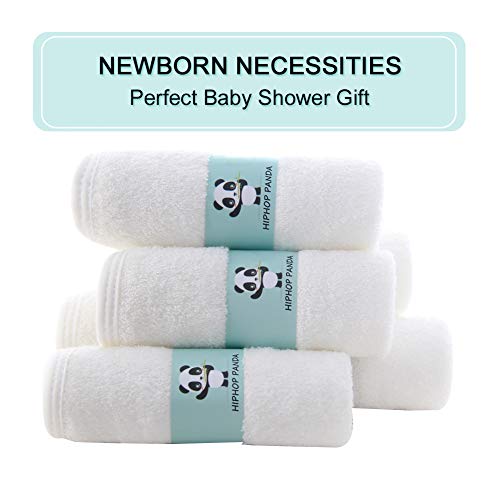 HIPHOP PANDA Baby Washcloths, Rayon Made from Bamboo - 2 Layer Ultra Soft Absorbent Newborn Bath Face Towel - Reusable Baby Wipes for Delicate Skin - White, 30 Pack