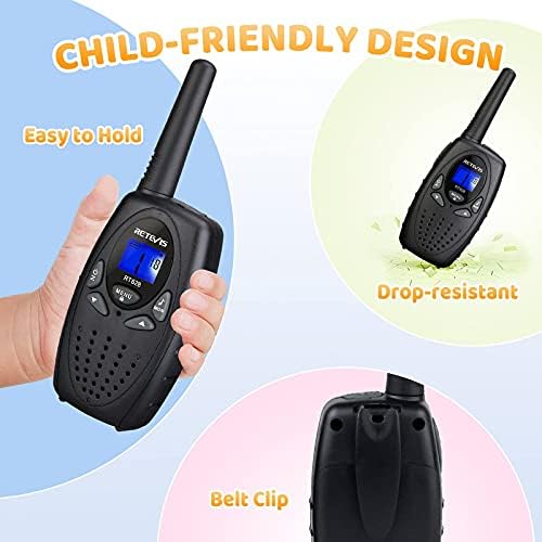 Retevis RT628 Walkie Talkies for Kids,Walky Talky,Key Lock,VOX Crystal Voice,Easy to Use, Christmas Gifts for Boys Girls Kids(Black,2 Pack)